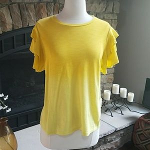 Sunny yellow ombre boutique tee flutter sleeve